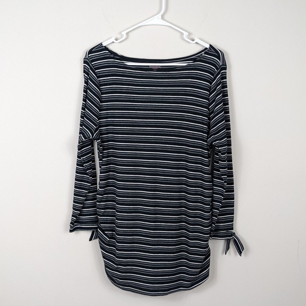 Motherhood Maternity Striped Long Sleeve Tunic with Bow Detail Size Large